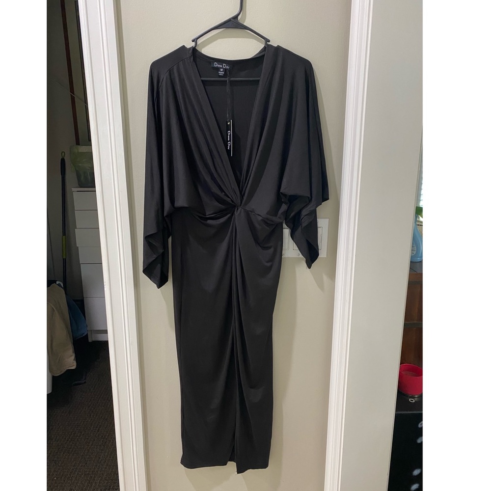 Black dress with twist tie front